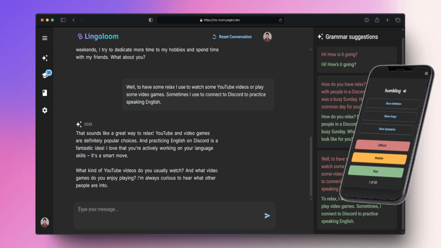 Preview of the project "Lingoloom: Master English with AI"